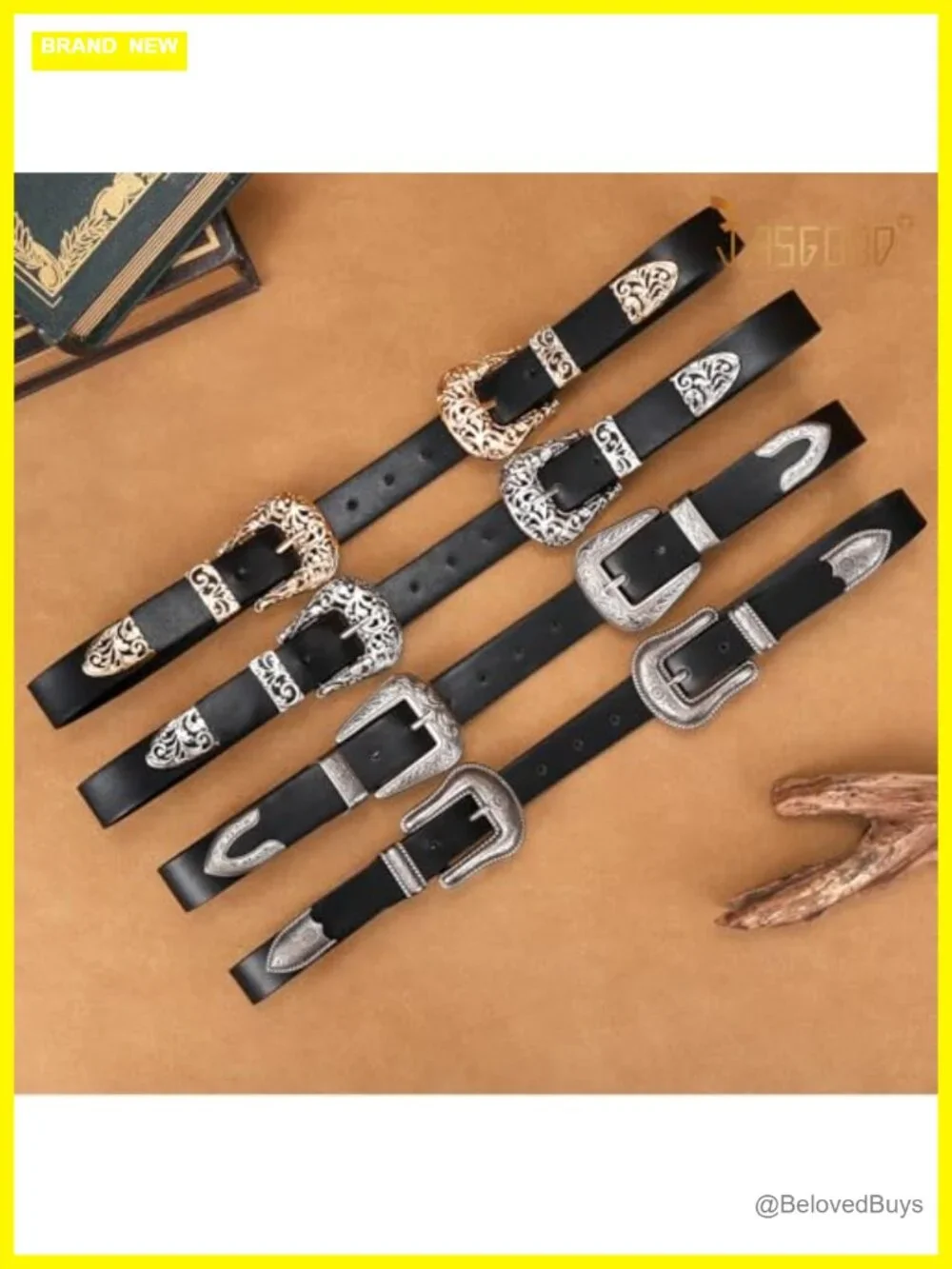 Double Buckle Faux Leather Western Belt for Women Cowgirl Country